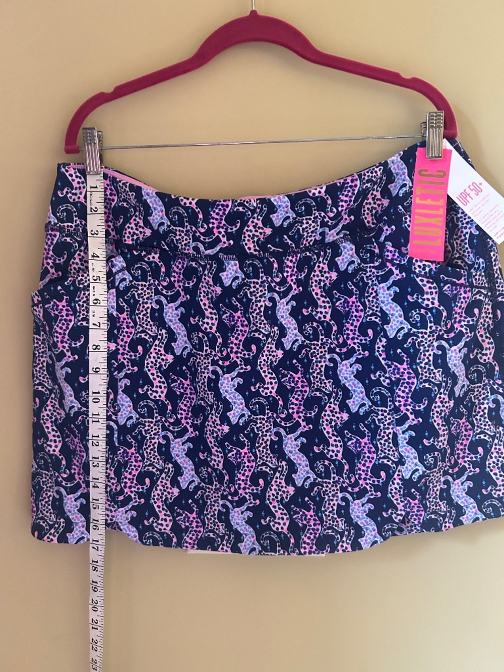 LillyPulitzer Sabbia Luxletic Skort Sz XL  Navy/Pink On The Catwalk Print